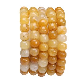 BEADIA Natural Yellow Jade Flat Cut Round Drum Stone 8mmx7mm Loose Semi Gemstone Beads for Jewelry Making 38cm