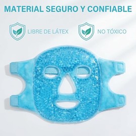 Mascara de Hielo para Cara,Mascarillas Faciales,Mascarilla de Facial para Reducir Hinchazón,Las Ojeras,Migraña,Enrojecimiento,Antifaz de Fríos para Cu