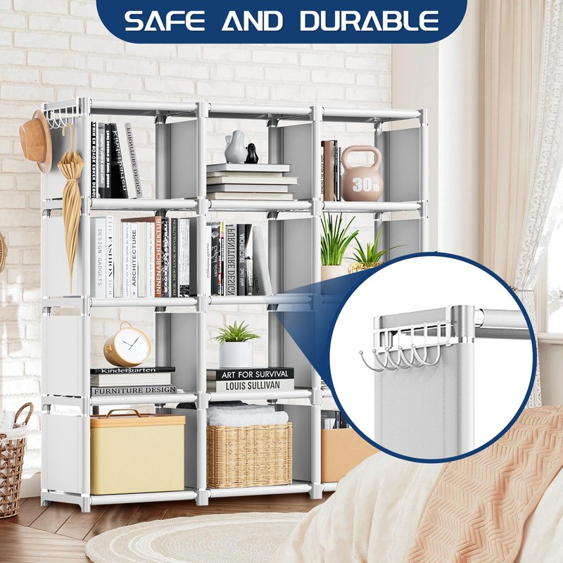 Mavivegue Book Shelf, 12 Cube Storage Organizer, Closet Storage Organizer,