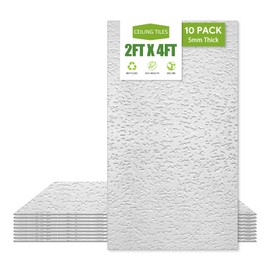 2ft x 4ft Drop Ceiling Tiles，Printed Pro Ceiling Tiles 24 x 48in. Waterproof, Washable and Fire-Rated - Reusable - High-Grade PVC to Prevent Breakage Cover 80 Sq. Ft, Pack of 10 Tiles