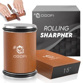 Rolling Knife Sharpener with Diamond and Ceramic Discs – 15° & 20° Magnetic Angle, Ideal for Kitchen Knives, Pocket Knives and Chef Tools – Razor-Sharp Blade Sharpening Kit