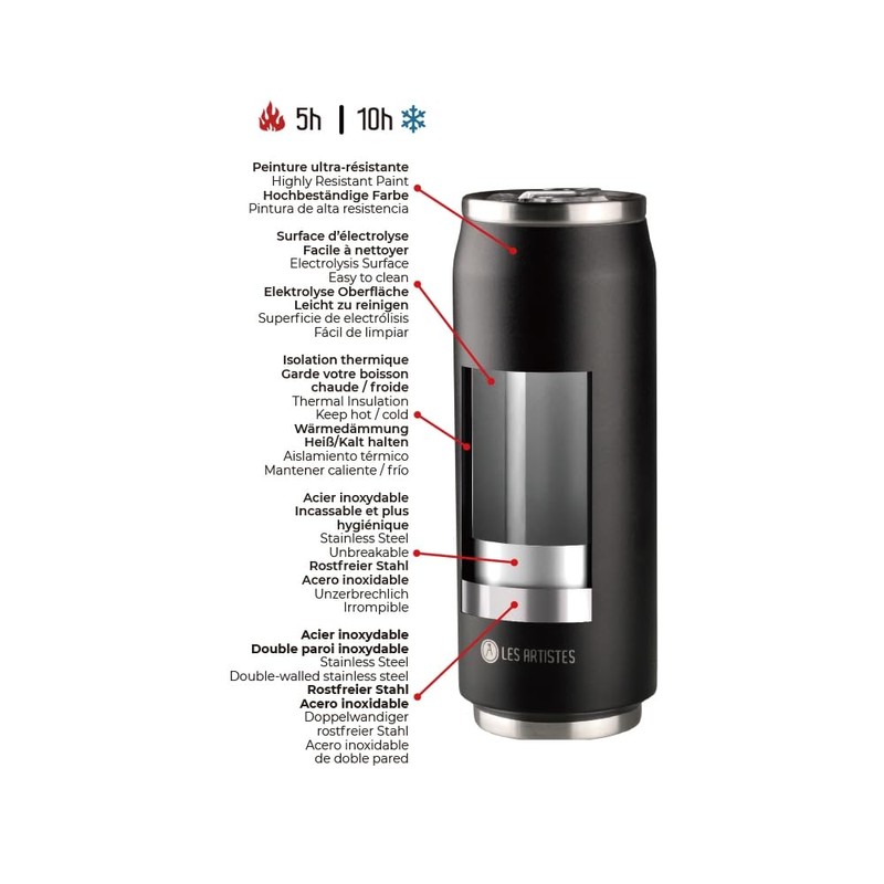 Les Artistes Paris Pull can'IT A-4223 Insulated Flask Stainless Steel