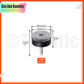 Tanstic 40Pcs 0.8” Screw On Felt Pads Felt Furniture Pads Non Slip Felt Pads Chair Leg Floor Protectors Felt Pads Felt Chair Pads with Screws for Chair Table Sofa(Black)