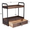 2-Tier Bathroom Counter Organizer with Drawer, Wooden Vanity Countertop Organizer