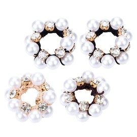 PACKOVE 4Pcs Rhinestone Pearl Hair Ties for Women Elastic Ponytail Holders Stylish Hair Bands Durable Hair Accessories for Thick Hair