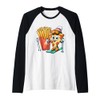 Kid's Ski Lesson Pizza French Fry Skiing Raglan Baseball Tee