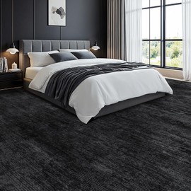 LIANLAM Washable Rug 9x12 Area Rugs for Living Room - Stain Resistant Non-Slip Backing Boho Rug for Bedroom,Durable & Ultra-Thin Vintage Large Area Rug(9x12,Black)