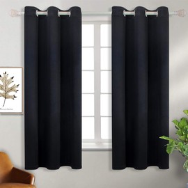 BGment Black Blackout Curtains for Bedroom 63 Inches Long - Grommet Thermal Insulated Room Darkening Curtains for Living Room, Set of 2 Panels, 42 x 63 Inch