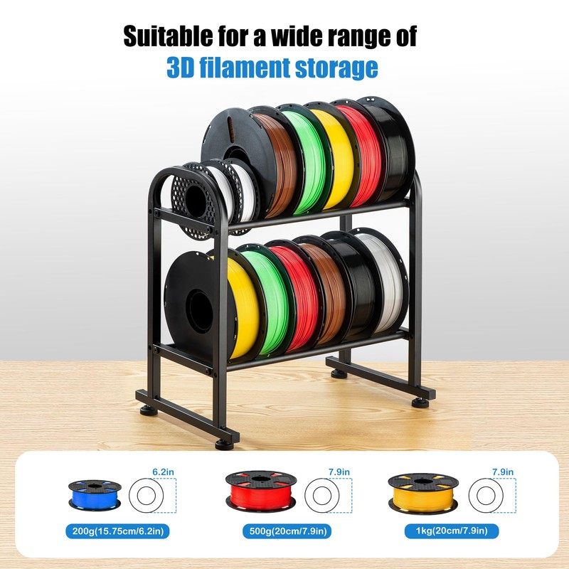 3D Printer Filament Storage Rack，2 Tiers Metal Filament Rack,Holds 12