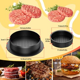Fidqiog Hamburger Patty Maker, 4 in 1 Burger Press Patty Maker with 100 Pcs Wax Paper, Burger Patty Maker for Home Cooks and Burger Lovers