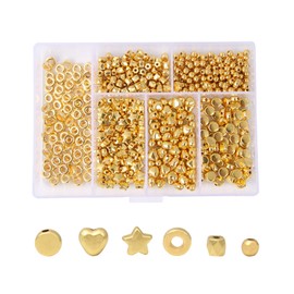 540 Pieces Gold Beads Bracelet Making Kit,6 Styles Spacer Beads for Bracelet Jewelry Making,Gold Spacer Loose Beads for DIY Jewelry Making,Necklace,Craft Gifts for Girls