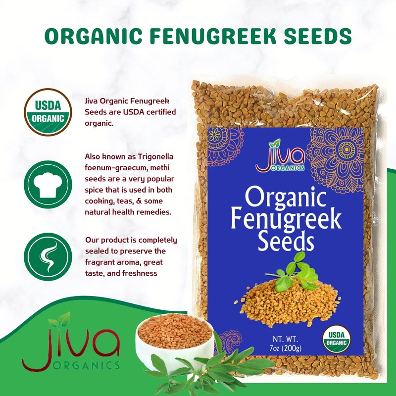 Jiva Organic Fenugreek Seeds 7 Ounce – Non-GMO, Gluten Free,