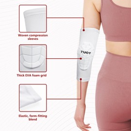 TUOY Compression Elbow Pads Padded Elbow Arm Protection - Youth & Adult Sizes (1 Pair)