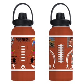 Xtmunole Football Water Bottle 32oz Football Stainless Steel Tumbler Football Insulated Bottles For Men Women Football Gifts For Football Lover Player Fan Coach