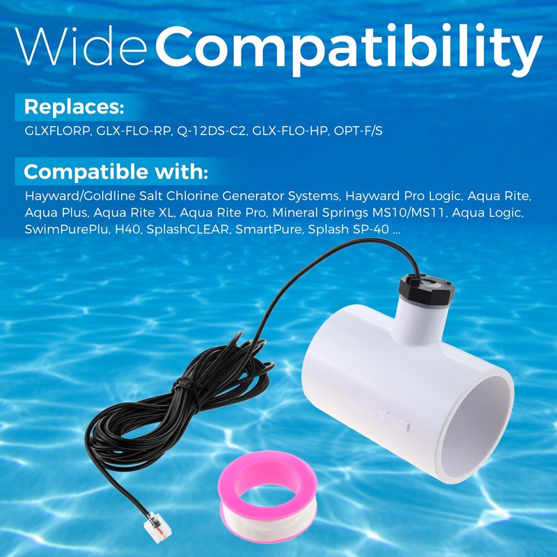 ETERMETA GLX-FLO-RP Flow Switch, Pool Flow Sensor Replacement for Hayward