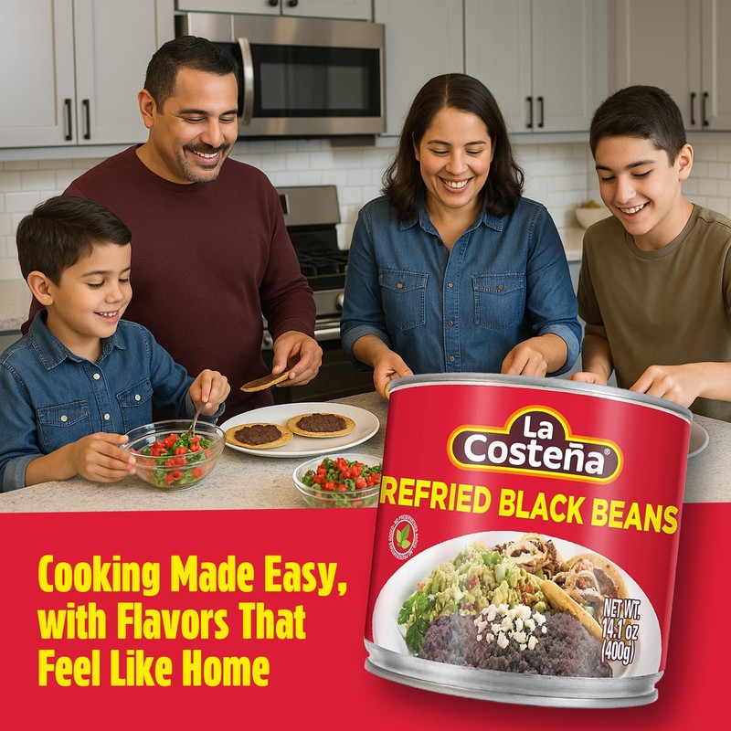 La Costeña Refried Black Beans - Ready-to-Eat Canned Refried Beans