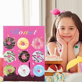 Pink Wood Donut Wall Display Stand Reusable Doughnut Board Holder Donut Party Supplies for Parties, Weddings, Birthdays, Dessert Table Decoration