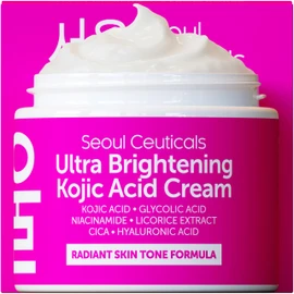 SeoulCeuticals Korean Kojic Acid Cream Dark Spot Remover + Glycolic Acid + Niacinamide + Cica + HA Moisturizer - Cruelty Free K Beauty Skincare 2oz
