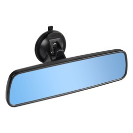9.6'' Rear View Mirror with Suction Cup, Stick on Universal Inside Rearview White Mirror with Realistic Flat Wide Angle Mounted on Windshield for Car Auto Truck SUV Van