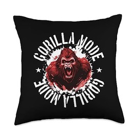 Motivation Fit Style Inc Gorilla Mode | Workout Beast Bodybuilding Boxing Gym Throw Pillow, 18x18, Multicolor