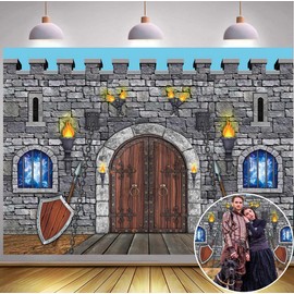 Medieval Castle Backdrop 6x4FT Knight Castle Medieval Party Wall Decorations Background Medieval Themed Birthday Party Supplies Photography Props