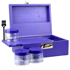 DEHVEN Large Bamboo Box Storage Jar Box with Lock（Purple）