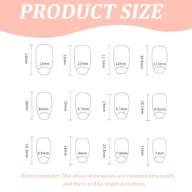 COYUN Press on Nails Short, Fake Nails Full Cover Artificial Nails with Nail Glue, Square Pink Gradient White Acrylic Artificial Fingernails for Women and Girls