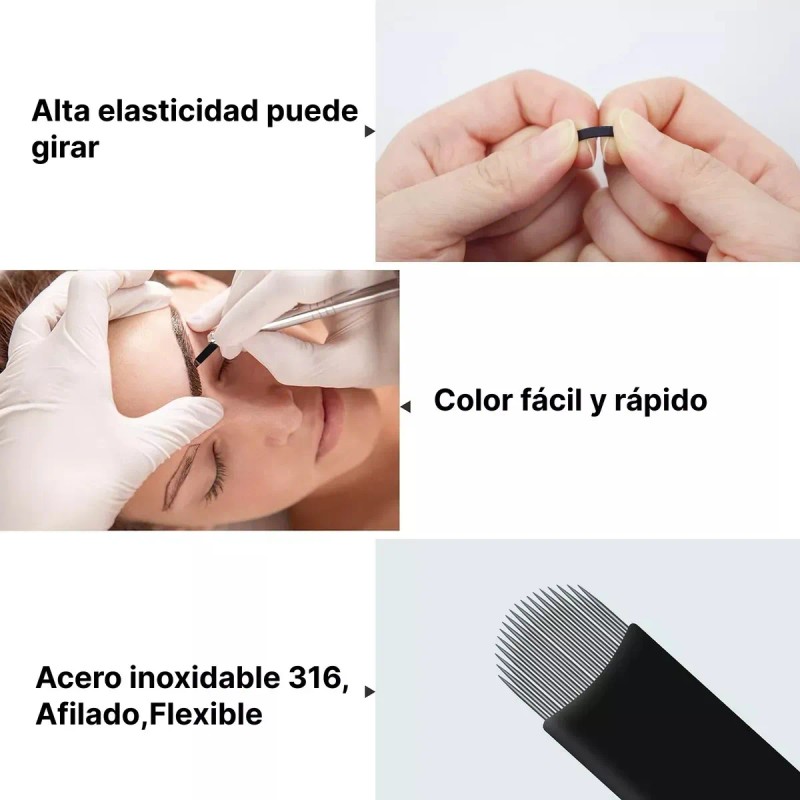 100 Navajas Microblading Nano Pin Y Lengua De Gato Agujas