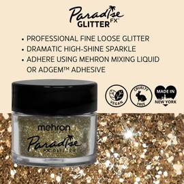 Mehron Makeup Paradise AQ Glitter Face and Body Paint.25 oz (GOLD)