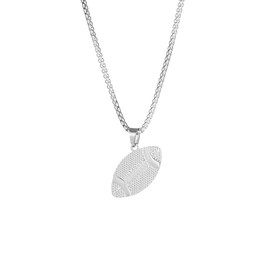 Football Pendant Necklace for Boys Girls Rugby Ball Necklace Football Necklaces Football Coach Team Gifts for Women Men Foot Ball Necklace for Son Silver Rugby Necklace