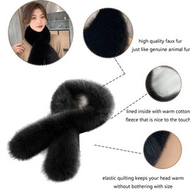 iSpchen Women's Faux Fur Scarf Fur Collar Scarf Winter Plush Warm Scarf Faux Fur Collar Scarf Winter Plush Scarf Warm Neck Warmer Khaki, khaki