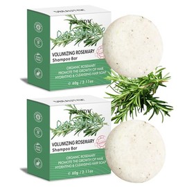Paquete de 2 barras de champú de romero para el cabello, limpieza profunda para champú jabón de pérdida de cabello del cuero cabelludo, control de ace