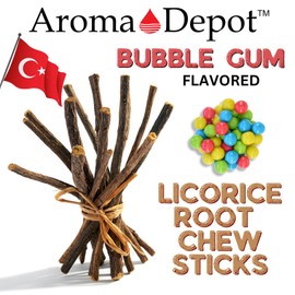 Aroma Depot Bubble Gum 8 oz. Flavored Licorice Root Chew Sticks for Humans. 100% Pure Natural | Oral Health & Fresh Bearth | Individual Sticks are 6.5-7 inches long. Glycyrrhiza Glabra From Turkey.