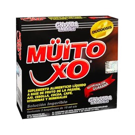 GNVIDA - Suplemento Alimenticio Ampolletas ingeribles Muito XO Duodosis Negra c2 de 10 ml cu a base Fruto de la Pasin, Ajo, Cebolla, Cocoa, Caf,...   