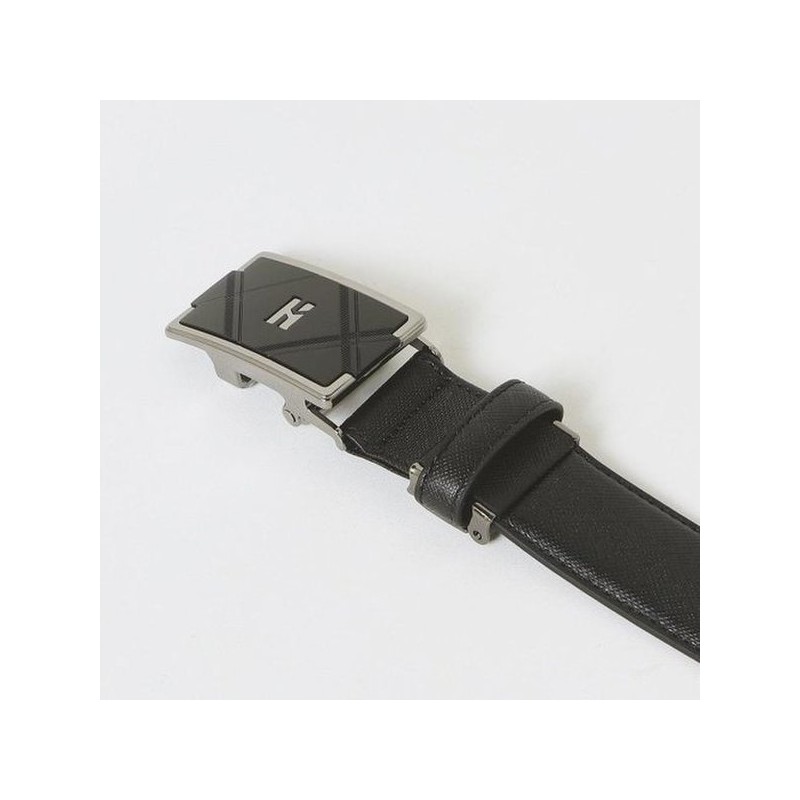 Hazzys (대구신세계)블랙 가죽 퀼팅 로고 버클 자동벨트 HJBE3E253BK (Daegu Shinsegae)