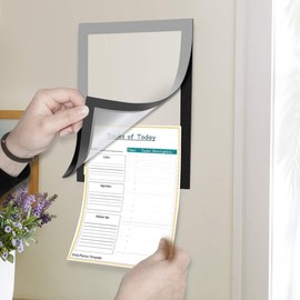 ZHIDIAN Document Sign Holder Pockets with Adhesive Back, Plastic Poster Picture Notice Display Frame for Window/Door/Wall/Cabinet, 8.5 x 11.6 Inches, Silver, 6 Pack