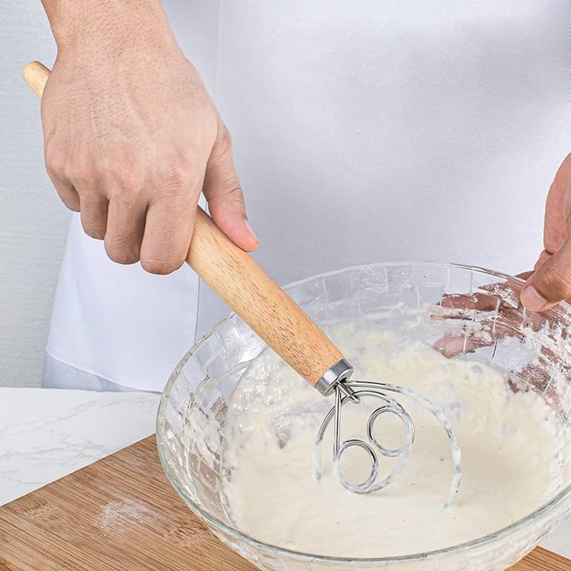 Professional dough whisk, bread dough whisk, dough whisk, double holes,