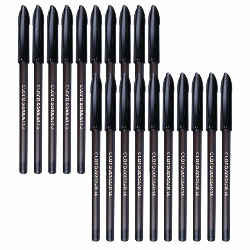 CLARO Scholar Ballpoint Pens, BLACK, Medium Point (1.0mm), Pack of