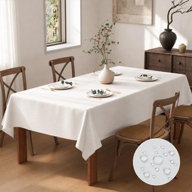 Flgef White Table Cloth 200x140cm, Water Resistant Rectangular Table Cloths