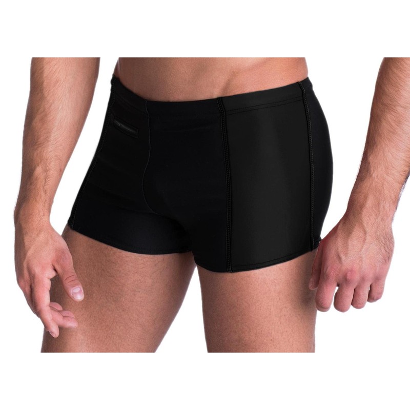 Aquarti Men's Swimming Trunks with Zip Pocket Swimming Shorts, black