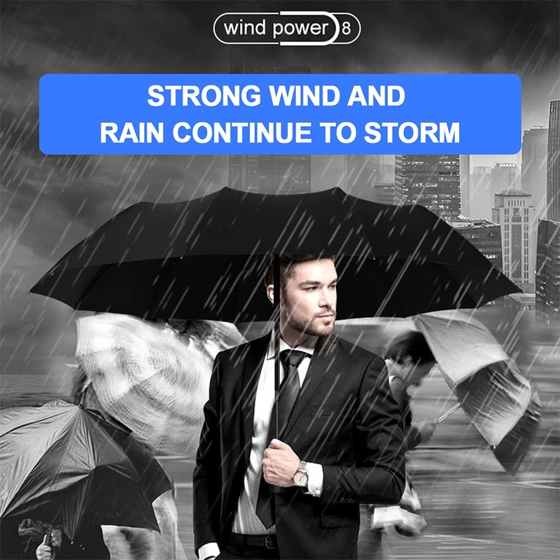 Feimvbe Travel Umbrella, Windproof Automatic Umbrella Compact Sized Portable Personal