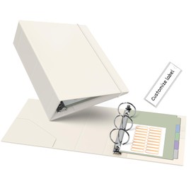 Ospelelf Leather Mini Binder Vintage Hardcover 2 Inch Rings, Professional Small 3 Ring Binders Organizer Suitable for 5.5" x 8.5" Documents, Binder Dividers with Tabs, Beige