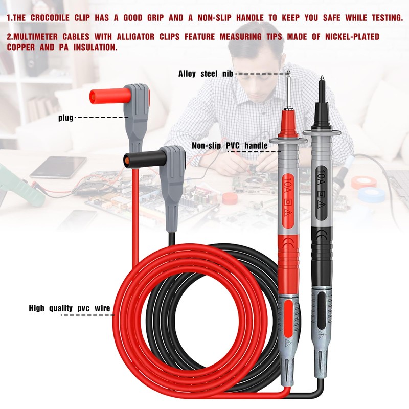 Multimeter Test Leads, Pack of 8 Measuring Tips for Multimeter,