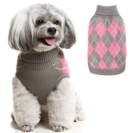 Classic Dog Sweater Knit Turtleneck, Plaid Knitwear Sweaters, Warm Clothes for Small Dogs