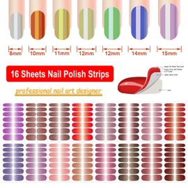 DANNEASY 16 Sheets Nail Polish Stickers Full Nail Wraps for Women Glitter &Gradient Color Fingernails Wrap Self Adhesive Nail Polish Strips Gel Nail Strips with Nail File, Cuticle Stick