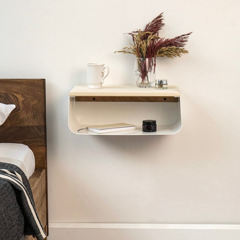 Floating Nightstand with Spruce Top | Modern Bedroom Decor |