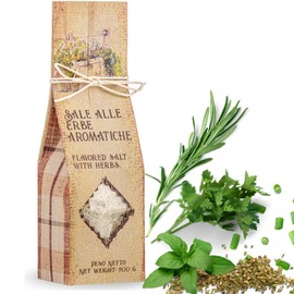 ARTIGIANI DEI SAPORI - Sicilian All-Natural Unrefined Flavored Sea Salt with Aromatic Herbs, Parsley, Rosemary, Chives, Oregano, Basil and Lemon, 7 oz