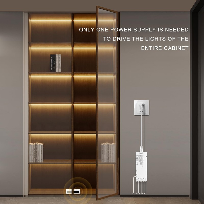 COB LED Strip Lights 12V,6-in-1 Door Sensor Control Under Cabinet