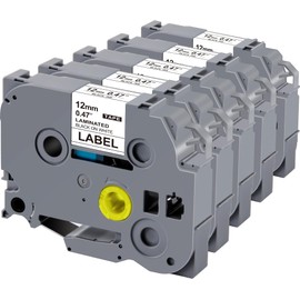 Weemay - Paquete de 5 recambios compatibles para rotuladores Brother Tz Tape de 12 mm 0.47, color blanco laminado, para máquina de etiquetadoras Ptouch Cube PTD210 PTP701BT PTD220 PTH110 PTH110BP