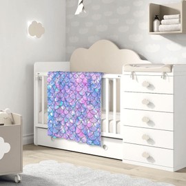 Mermaid Scales Baby Blanket for Girls Soft Plush Throw Blanket for Baby Girl, Toddler Newborn Nursery Bed Blanket Stroller Crib Shower Gift 30x40 Inches